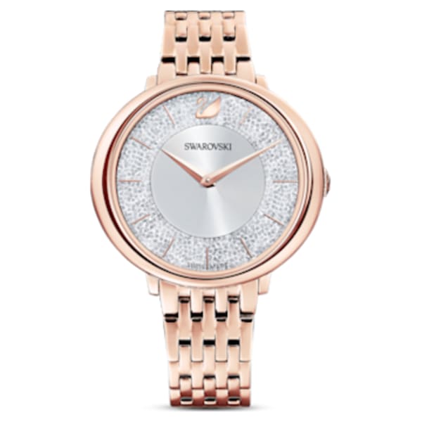 Crystalline Glam watch, Metal bracelet, Gray, Champagne gold-tone 