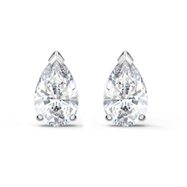 Lilia stud earrings, Butterfly, White, Rhodium plated | Swarovski.com