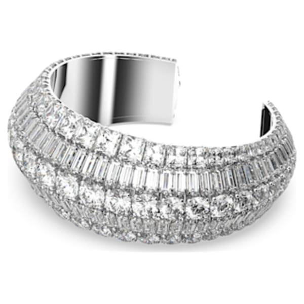 Harmonia cuff, Oversized floating crystals, White, Mixed metal 