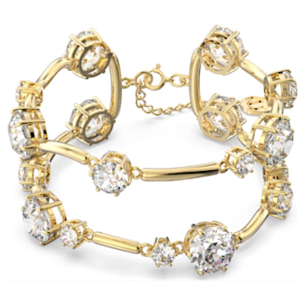 Millenia bracelet, Trilliant cut, Orange, Gold-tone plated | Swarovski