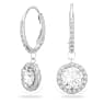 Angelic drop earrings, Round cut, White, Rhodium plated - Swarovski, 5142721