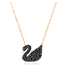 Swan pendant, Swan, Black, Rose gold-tone plated - Swarovski, 5204134