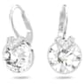Bella V drop earrings, Round cut, White, Rhodium plated - Swarovski, 5292855