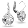 Bella V drop earrings, Round cut, White, Rhodium plated - Swarovski, 5292855