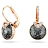 Orecchini pendenti Bella V, Taglio Round, Grigi, Placcato color oro rosa - Swarovski, 5299317