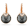 Orecchini pendenti Bella V, Taglio Round, Grigi, Placcato color oro rosa - Swarovski, 5299317