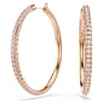 Orecchini a cerchio Stone, Pavé, Grandi, Bianchi, Placcato color oro rosa - Swarovski, 5383938
