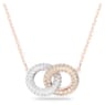 Stone 네크리스, 서로 엮인 써클, 화이트, 로즈골드 톤 플래팅 - Swarovski, 5414999