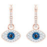 ต่างหูแบบห่วง Symbolica, ดวงตาปีศาจ, น้ำเงิน, เคลือบโทนสีโรสโกลด์ - Swarovski, 5425857