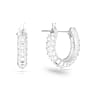 Stone hoop earrings, Pavé, Small, White, Rhodium plated - Swarovski, 5446004