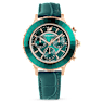 Octea Lux Chrono watch, Swiss Made, Leather strap, Green, Rose gold-tone finish - Swarovski, 5452498