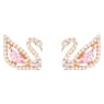 Dazzling Swan drop earrings, Swan, Pink, Rose gold-tone plated - Swarovski, 5469990