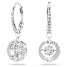 Swarovski Sparkling Dance drop earrings, Round cut, White, Rhodium plated - Swarovski, 5504652