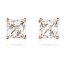 Attract stud earrings, Square cut, Small, White, Rose gold-tone plated - Swarovski, 5509935