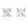 Orecchini a lobo Attract, Taglio squadrato, Bianchi, Placcato rodio - Swarovski, 5509936