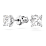 Orecchini a lobo Attract, Taglio squadrato, Bianchi, Placcato rodio - Swarovski, 5509936