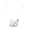 Dancing Swan necklace, Swan, White, Rhodium plated - Swarovski, 5514421