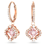 Una drop earrings, Clover, Pink, Rose gold-tone plated - Swarovski, 5516477