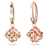 Una drop earrings, Clover, Pink, Rose gold-tone plated - Swarovski, 5516477