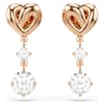 Orecchini pendenti Lifelong Heart, Cuore, Bianchi, Placcato color oro rosa - Swarovski, 5517942