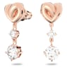 Lifelong Heart Oorhangers, Hart, Wit, Roségoudkleurige toplaag - Swarovski, 5517942