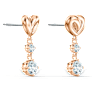 Lifelong Heart Oorhangers, Hart, Wit, Roségoudkleurige toplaag - Swarovski, 5517942