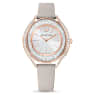 Crystalline Aura watch, Swiss Made, Leather strap, Gray, Rose gold-tone finish - Swarovski, 5519450