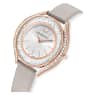 Crystalline Aura watch, Swiss Made, Leather strap, Gray, Rose gold-tone finish - Swarovski, 5519450
