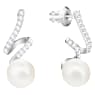 Visací náušnice Gabriella, Bílá, Pokoveno rhodiem - Swarovski, 5528447