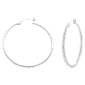 Sommerset hoop earrings, White, Rhodium plated - Swarovski, 5528457