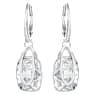 Holding drop earrings, White, Rhodium plated - Swarovski, 5528487