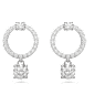 Attract 大圈耳環, 圓形切割, 白色, 鍍白金色 - Swarovski, 5563278