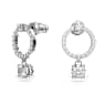 Attract 大圈耳環, 圓形切割, 白色, 鍍白金色 - Swarovski, 5563278