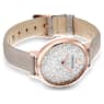Crystalline Joy watch, Swiss Made, Leather strap, Gray, Rose gold-tone finish - Swarovski, 5563702