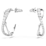 Hyperbola hoop earrings, White, Rhodium plated - Swarovski, 5563908