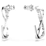 Hyperbola hoop earrings, White, Rhodium plated - Swarovski, 5563908