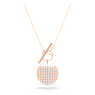 Náhrdelník Ginger T Bar, Bílá, Pokoveno v růžovozlatém odstínu - Swarovski, 5567529
