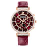 Hodinky Passage Chrono, Vyrobeno ve Švýcarsku, Kožený řemínek, Červená, Povrchová úprava v růžovozlatém odstínu - Swarovski, 5580345