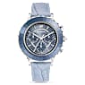 Octea Lux Chrono watch, Swiss Made, Leather strap, Blue, Stainless steel - Swarovski, 5580600