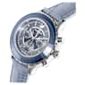 Octea Lux Chrono watch, Swiss Made, Leather strap, Blue, Stainless steel - Swarovski, 5580600