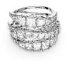 Twist Wrap ring, Mixed cuts, White, Rhodium plated - Swarovski, 5584656