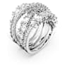 Twist Wrap ring, Mixed cuts, White, Rhodium plated - Swarovski, 5584656