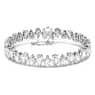 Millenia Tennis bracelet, Pear cut, White, Rhodium plated - Swarovski, 5598350