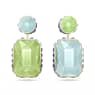 Orbita drop earrings, Asymmetrical design, Octagon cut, Multicolored, Gold-tone plated - Swarovski, 5600519