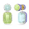Orbita drop earrings, Asymmetrical design, Octagon cut, Multicolored, Gold-tone plated - Swarovski, 5600519