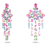 Gema clip earrings, Mixed cuts, Chandelier, Extra long, Multicolored, Rhodium plated - Swarovski, 5601887
