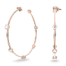 Constella hoop earrings, Round cut, Small, White, Rose gold-tone plated - Swarovski, 5609706
