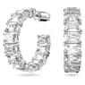 Millenia hoop earrings, Octagon cut, White, Rhodium plated - Swarovski, 5612673