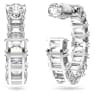 Millenia hoop earrings, Octagon cut, White, Rhodium plated - Swarovski, 5612673