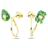 Numina drop earrings, Asymmetrical design, Mixed cuts, Green, Gold-tone plated - Swarovski, 5613541